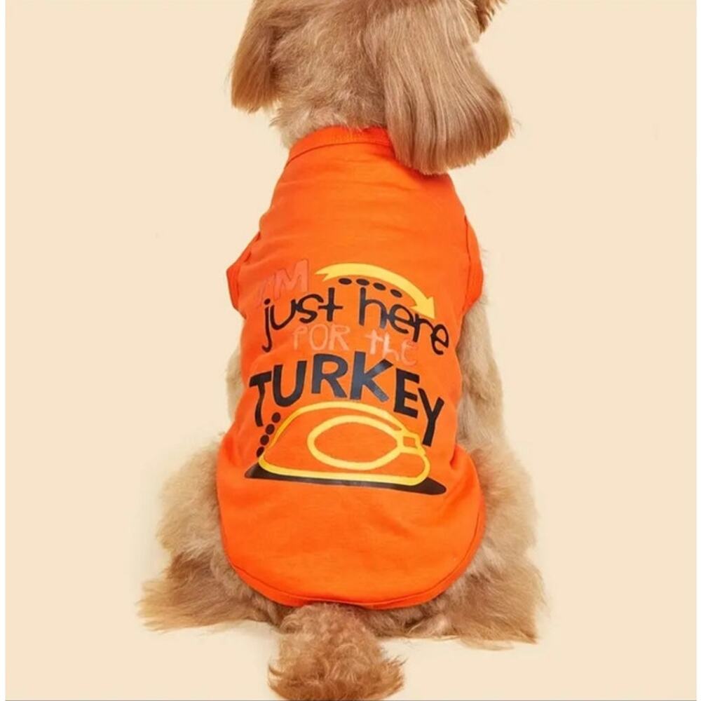 Thanksgiving Dog T-Shirt Just Here For The Turkey Size XXL NWT